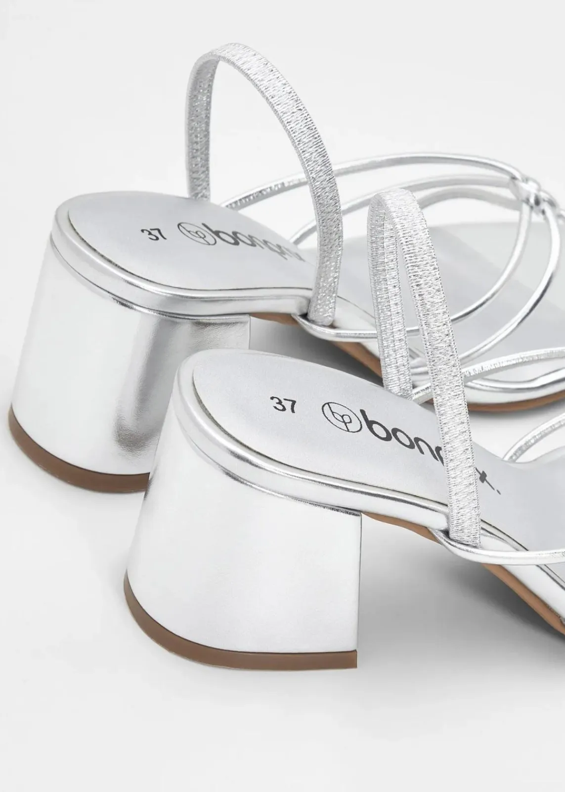 bonprix Festliche Mode|Sommerschuhe^Riemchensandaletten mit Blockabsatz silber metallic