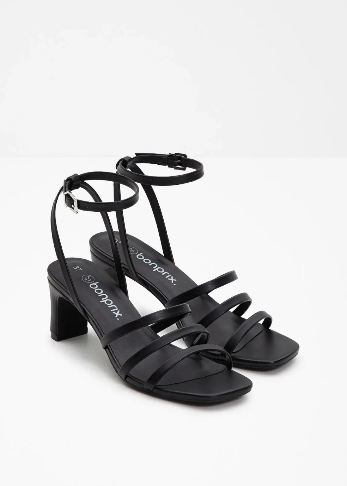 bonprix Sommerschuhe|Festliche Mode^Riemchensandaletten mit schmalem Absatz schwarz