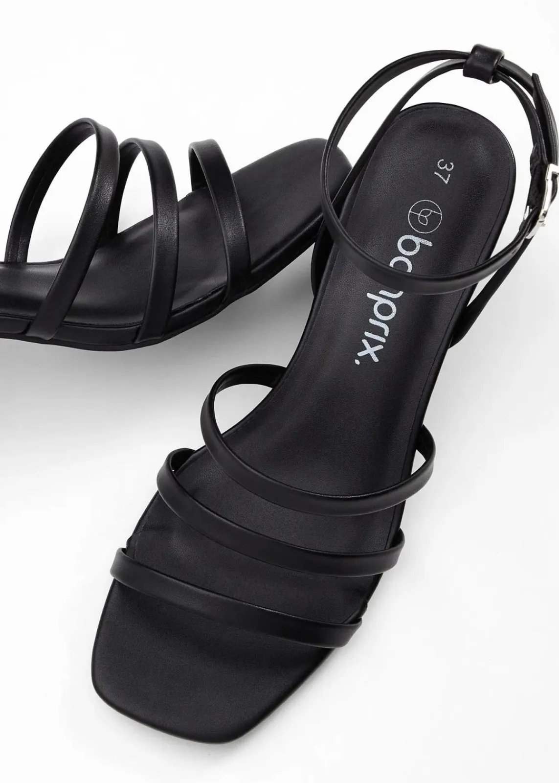 bonprix Sommerschuhe|Festliche Mode^Riemchensandaletten mit schmalem Absatz schwarz