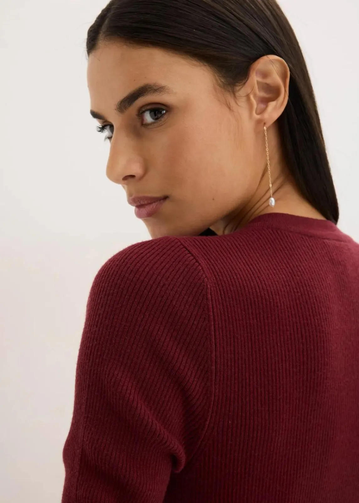 bonprix Bekleidung·Umstandsmode|Bekleidung·Jeans^Rippenpullover mit Viskose rubinrot