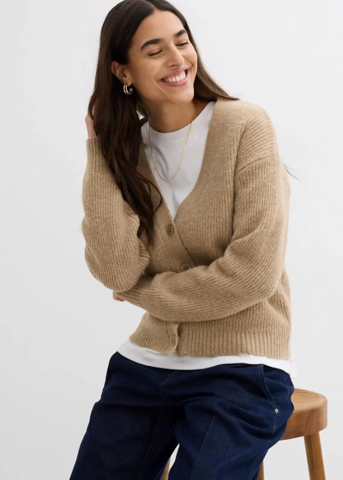 bonprix Bekleidung·Umstandsmode|Strickmode^Rippenstrick Cardigan hellkhaki