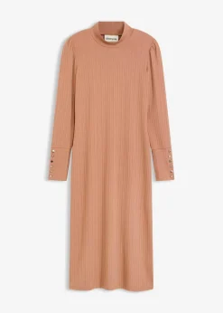 bonprix Kleider|Bekleidung·Pullover & Strickjacken^Ripp-Jerseykleid aus Viskose-mix schokosorbet