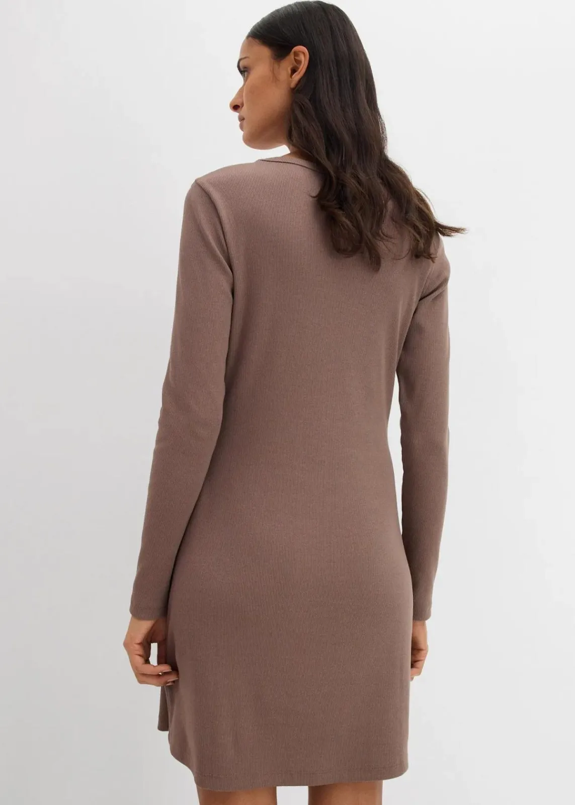bonprix Nachhaltigere Materialien|Kleider^Rippkleid aus elastischem Baumwoll-Mix mittelbraun