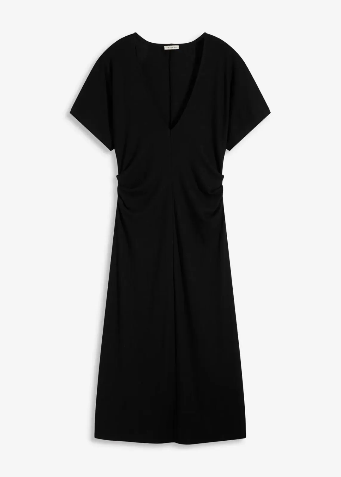 bonprix Kleider|Bekleidung·Pullover & Strickjacken^Rippkleid aus Jersey mit seitlicher Raffung schwarz