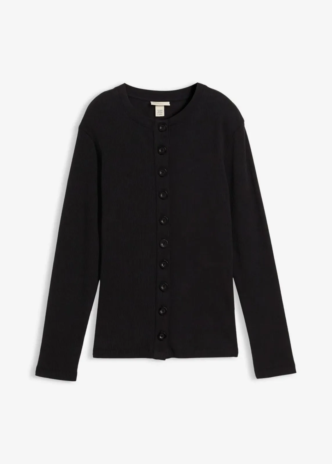 bonprix Bekleidung·Röcke|Basics^Ripp-Langarmshirt aus reiner Baumwolle schwarz
