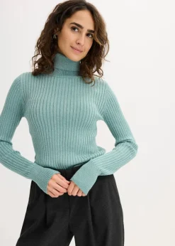 bonprix Bekleidung·Umstandsmode|Bekleidung·Jeans^Ripp-Pullover rauchsalbei/silber