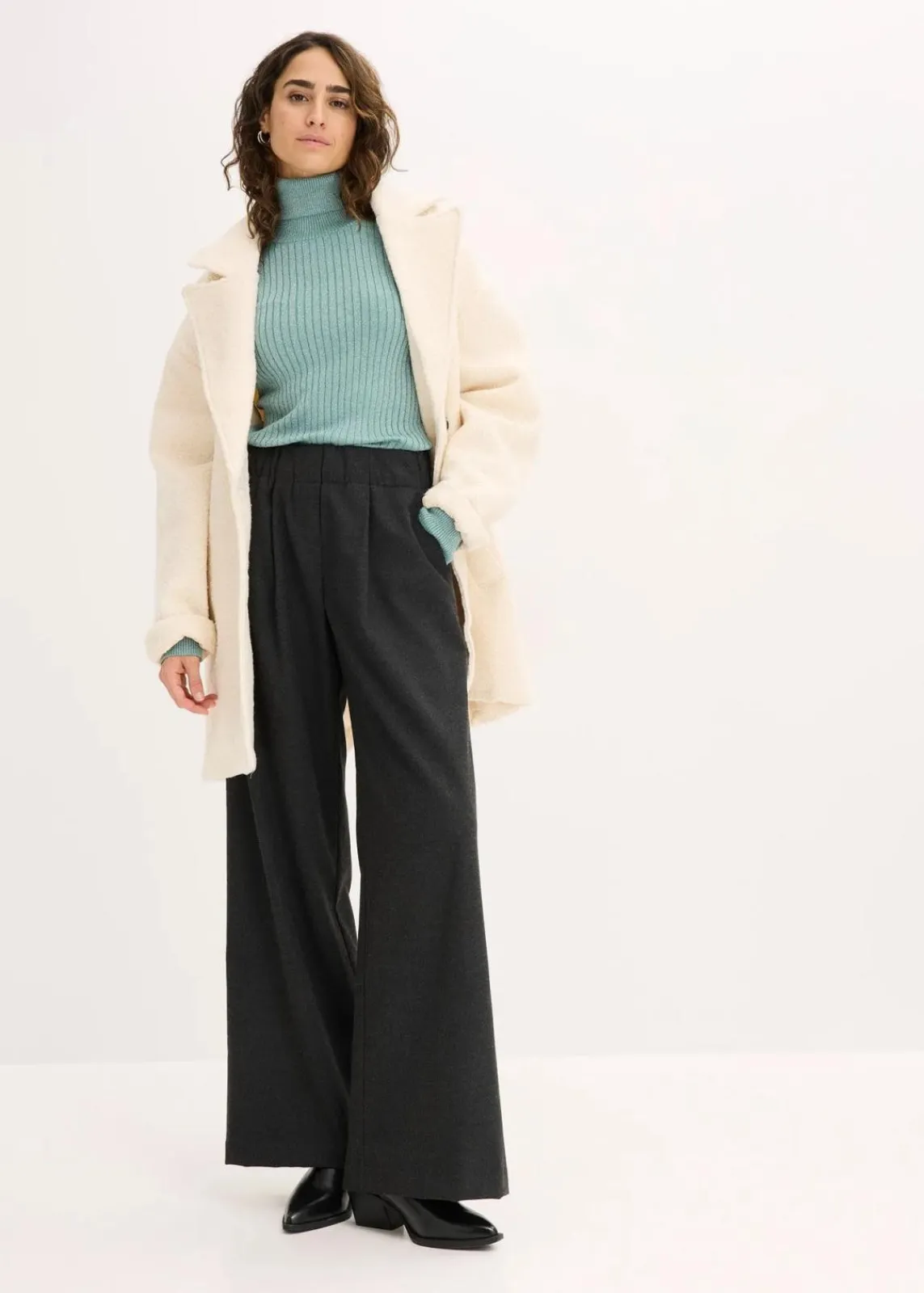 bonprix Bekleidung·Umstandsmode|Bekleidung·Jeans^Ripp-Pullover rauchsalbei/silber