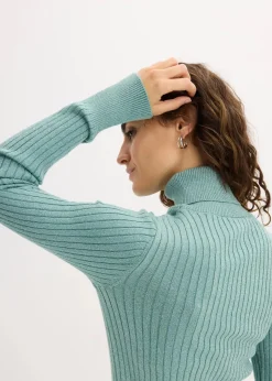bonprix Bekleidung·Umstandsmode|Bekleidung·Jeans^Ripp-Pullover rauchsalbei/silber