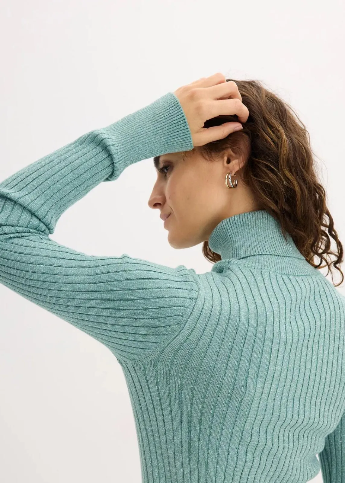 bonprix Bekleidung·Umstandsmode|Bekleidung·Jeans^Ripp-Pullover rauchsalbei/silber
