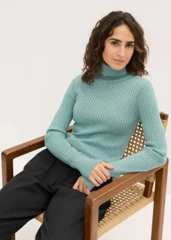 bonprix Bekleidung·Umstandsmode|Bekleidung·Jeans^Ripp-Pullover rauchsalbei/silber