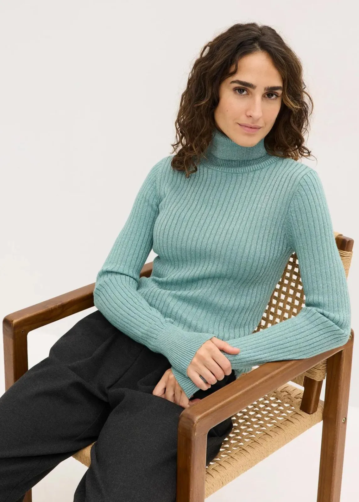 bonprix Bekleidung·Umstandsmode|Bekleidung·Jeans^Ripp-Pullover rauchsalbei/silber