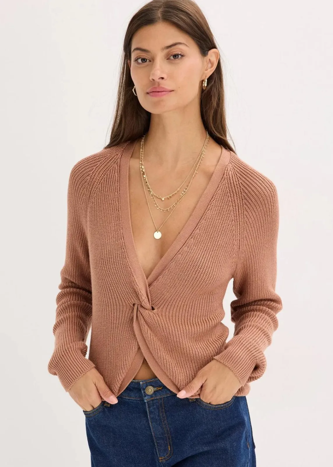 bonprix Bekleidung·Umstandsmode|Bekleidung·Jeans^Ripp-Pullover aus fließendem Viskose-Mix schokosorbet