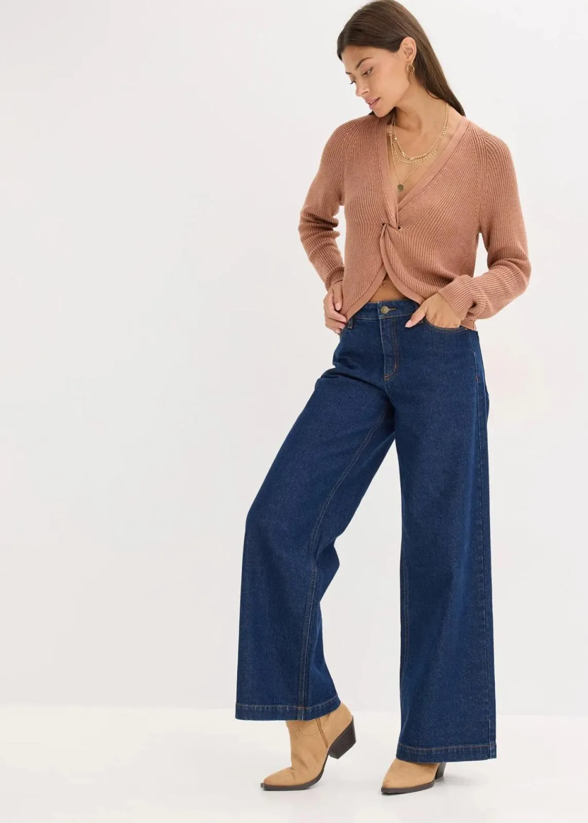 bonprix Bekleidung·Umstandsmode|Bekleidung·Jeans^Ripp-Pullover aus fließendem Viskose-Mix schokosorbet