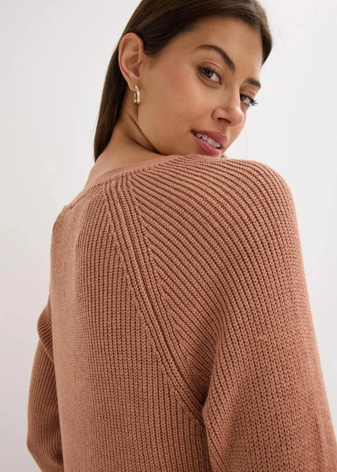 bonprix Bekleidung·Umstandsmode|Bekleidung·Jeans^Ripp-Pullover aus fließendem Viskose-Mix schokosorbet