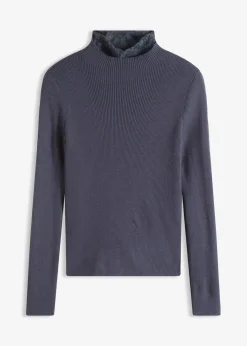 bonprix Bekleidung·Umstandsmode|Strickmode^Ripp-Pullover aus fließendem Viskose-Mix nachtblau
