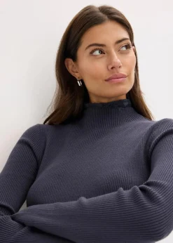 bonprix Bekleidung·Umstandsmode|Strickmode^Ripp-Pullover aus fließendem Viskose-Mix nachtblau