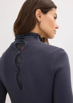 bonprix Bekleidung·Umstandsmode|Strickmode^Ripp-Pullover aus fließendem Viskose-Mix nachtblau