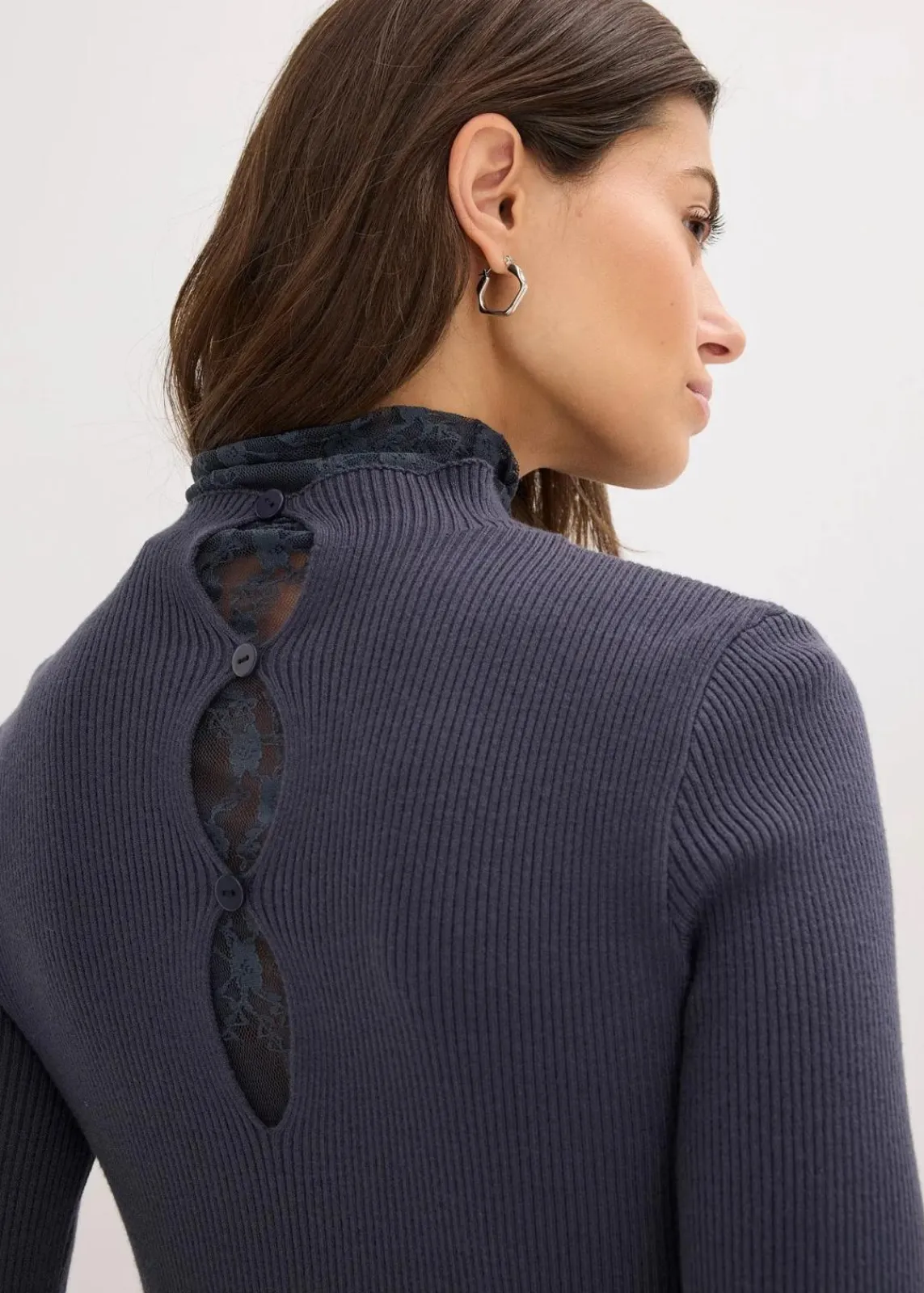 bonprix Bekleidung·Umstandsmode|Strickmode^Ripp-Pullover aus fließendem Viskose-Mix nachtblau