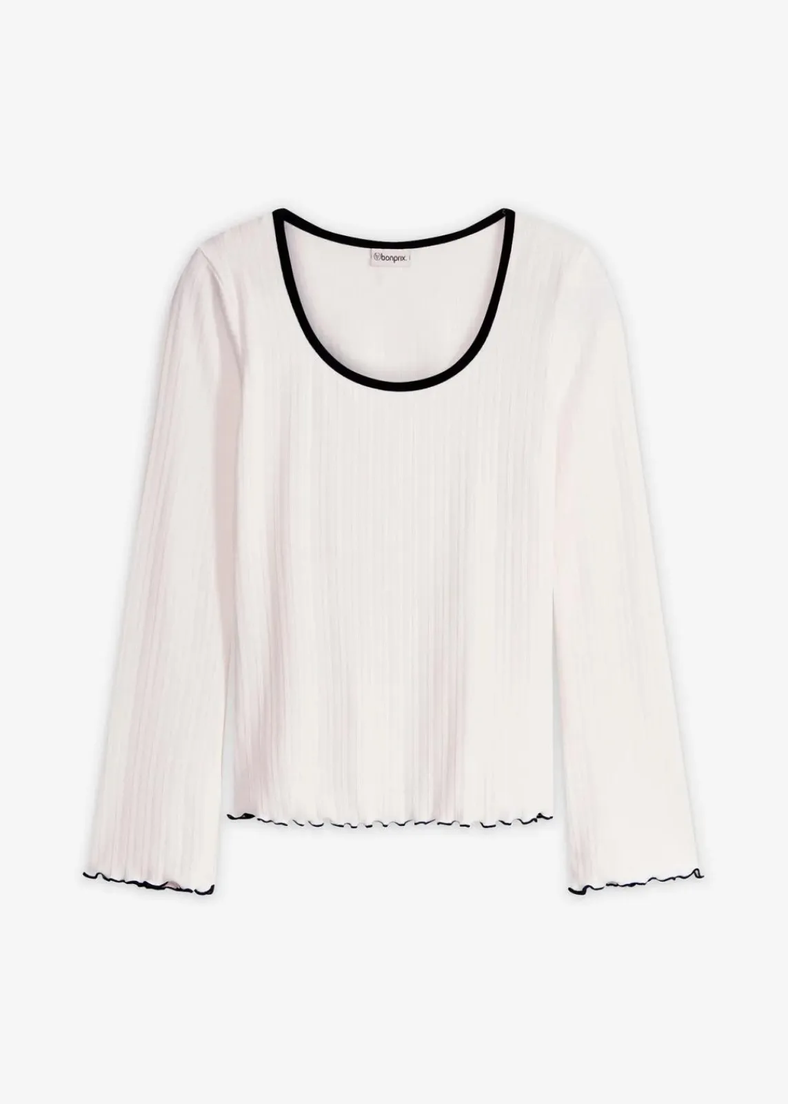 bonprix Shirts & Tops^Ripp-Shirt wollweiß mit schwarz