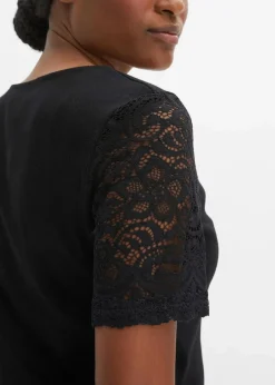 bonprix Shirts & Tops^Rippshirt aus Baumwolle schwarz