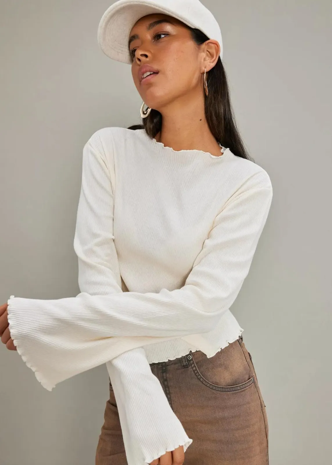 bonprix Shirts & Tops^Rippshirt aus reiner Baumwolle naturbeige