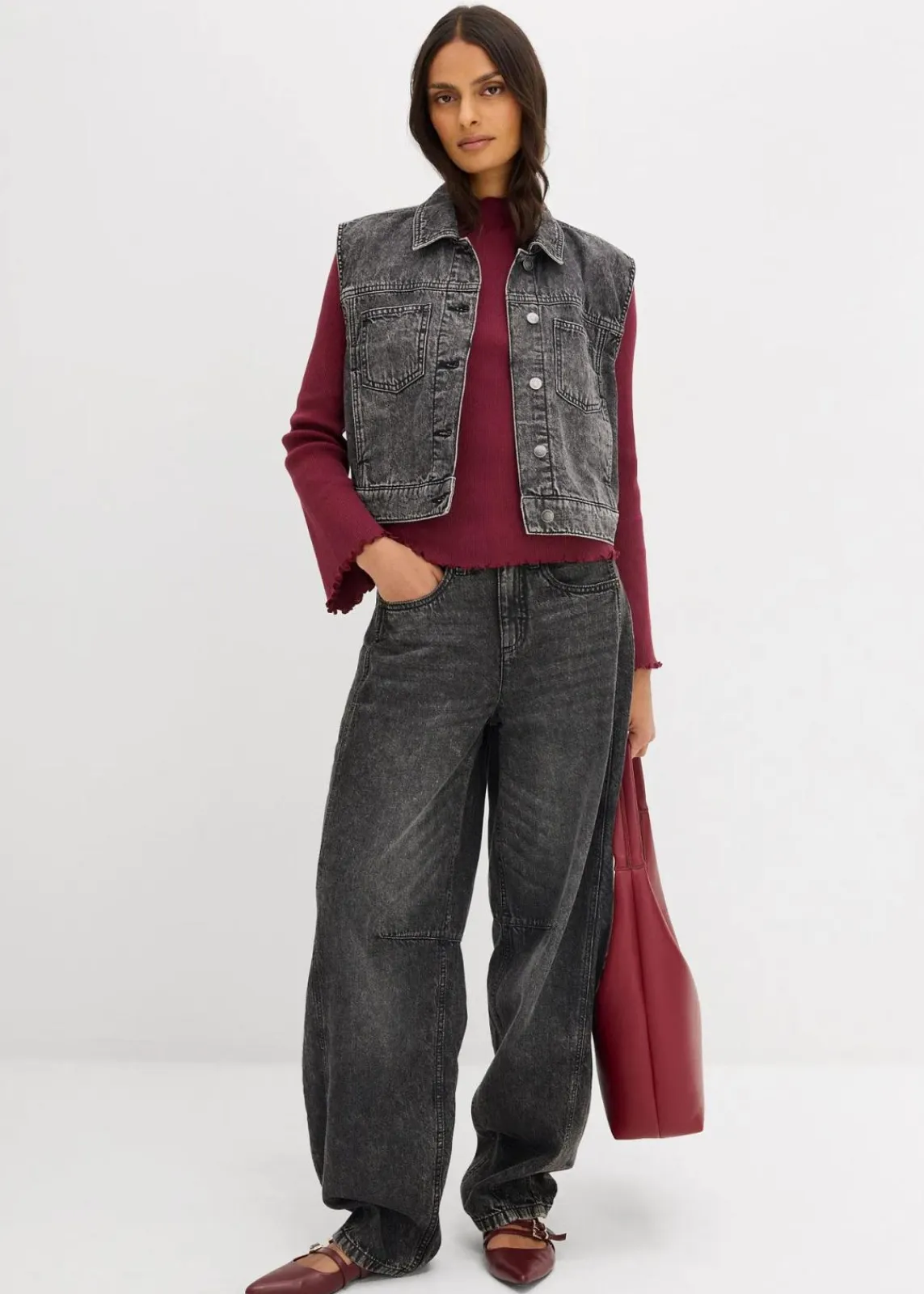 bonprix Shirts & Tops^Rippshirt aus reiner Baumwolle ahornrot