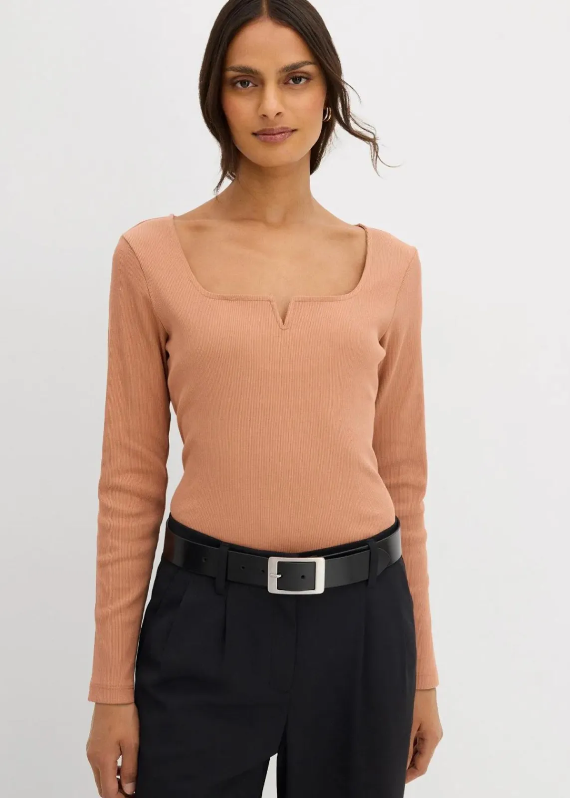 bonprix Nachhaltigere Materialien^Rippshirt aus reiner Bio-Baumwolle schokosorbet