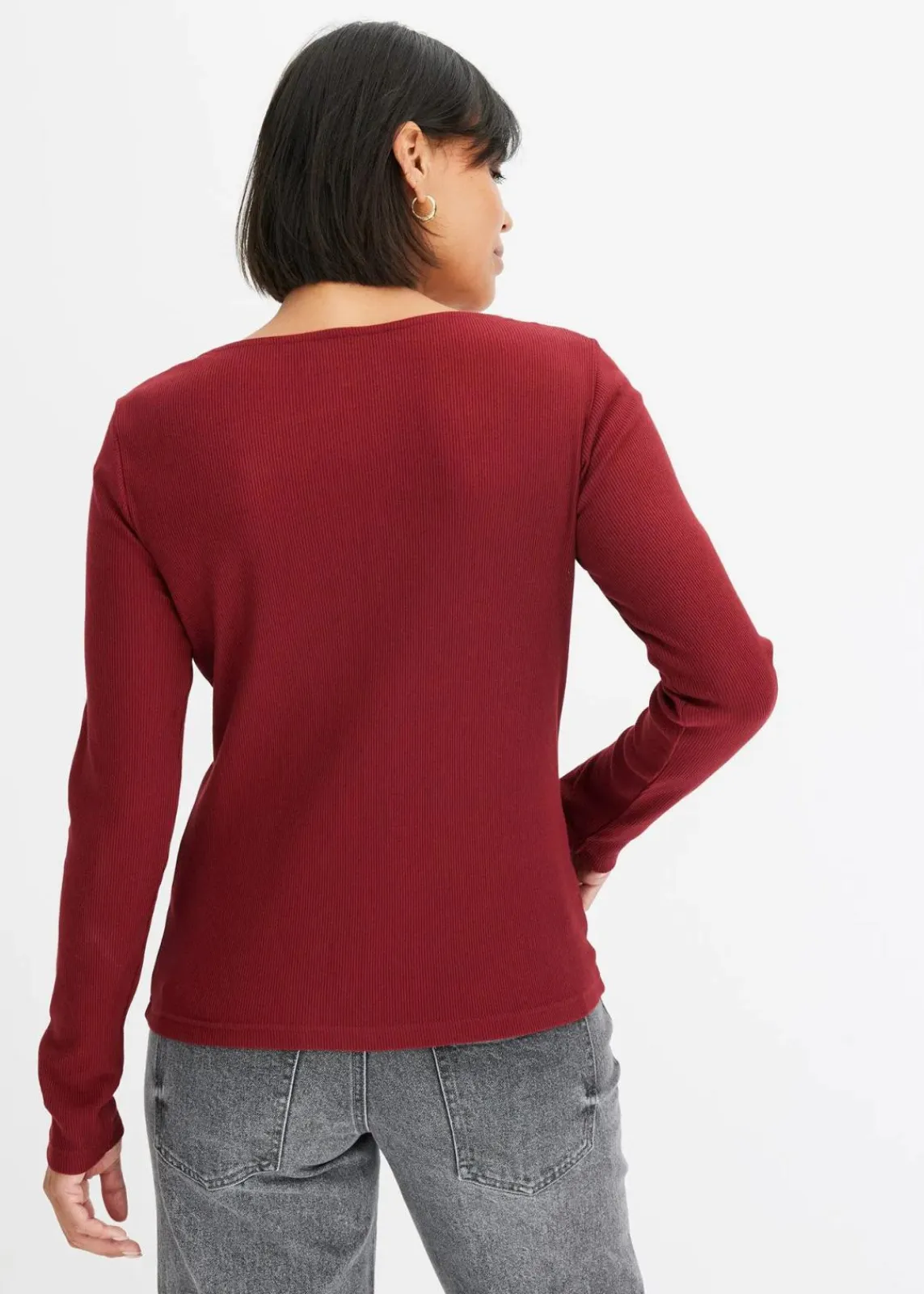 bonprix Nachhaltigere Materialien^Rippshirt aus reiner Bio-Baumwolle rubinrot