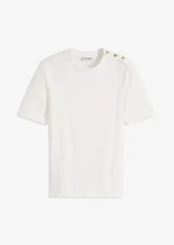 bonprix Shirts & Tops^Rippshirt aus softem Viskose-Mix wollweiß