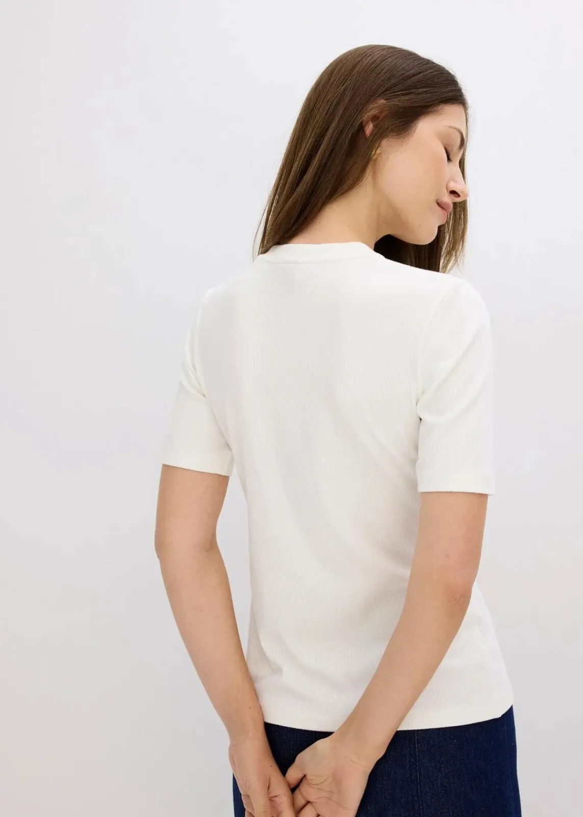 bonprix Shirts & Tops^Rippshirt aus softem Viskose-Mix wollweiß