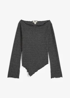 bonprix Shirts & Tops^Rippshirt aus softem Viskose-Mix anthrazit meliert