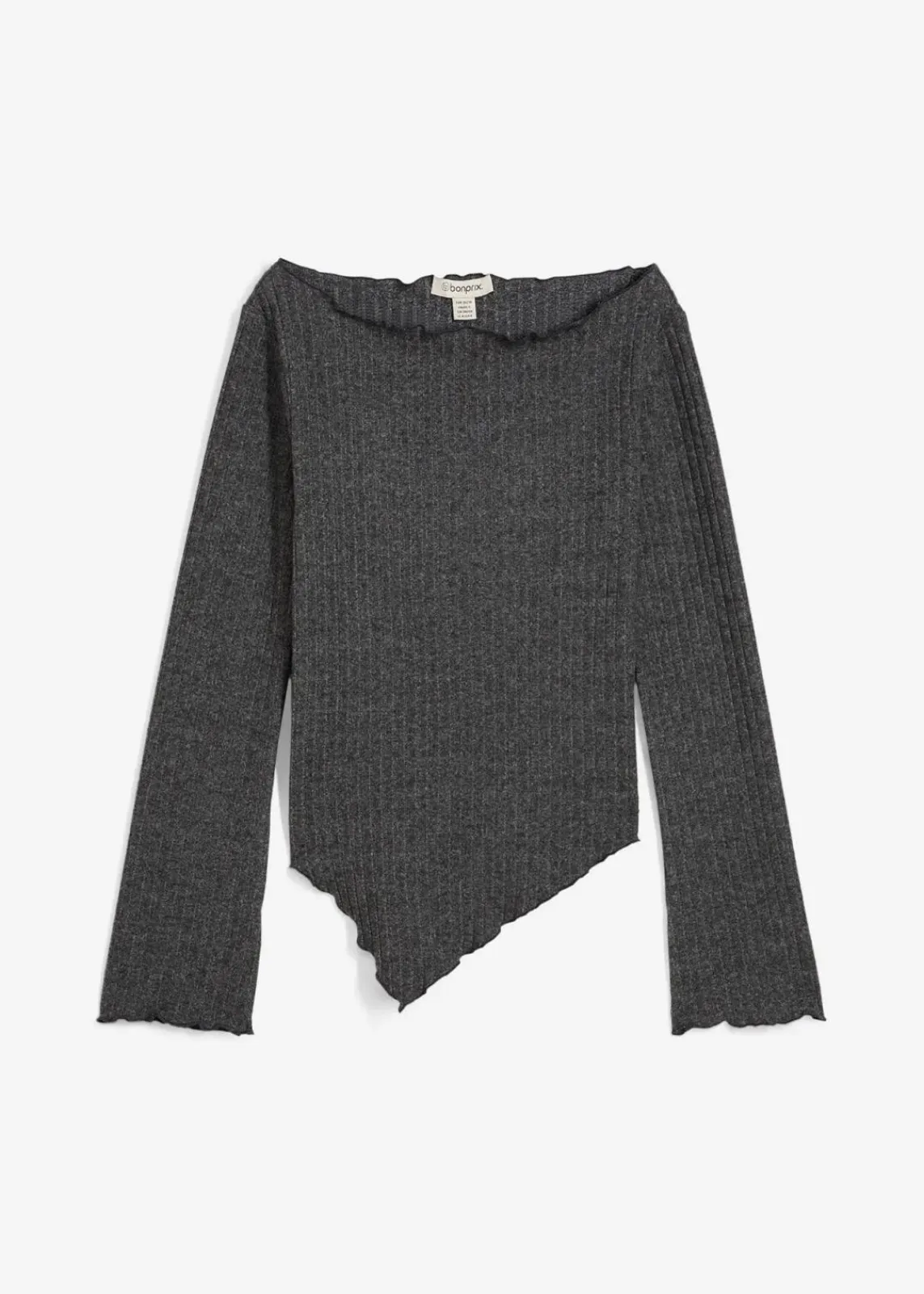 bonprix Shirts & Tops^Rippshirt aus softem Viskose-Mix anthrazit meliert