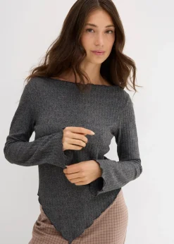 bonprix Shirts & Tops^Rippshirt aus softem Viskose-Mix anthrazit meliert