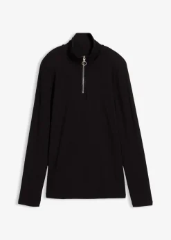 bonprix Shirts & Tops^Rippshirt aus softem Viskose-Mix schwarz