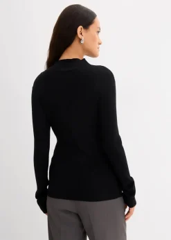 bonprix Shirts & Tops^Rippshirt aus Viskose-Mix schwarz