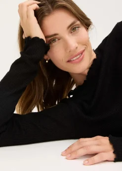 bonprix Shirts & Tops^Rippshirt aus Viskose-Mix schwarz