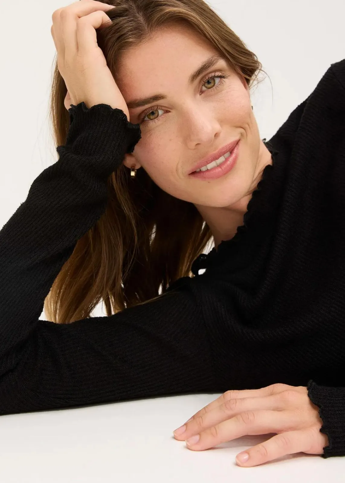 bonprix Shirts & Tops^Rippshirt aus Viskose-Mix schwarz