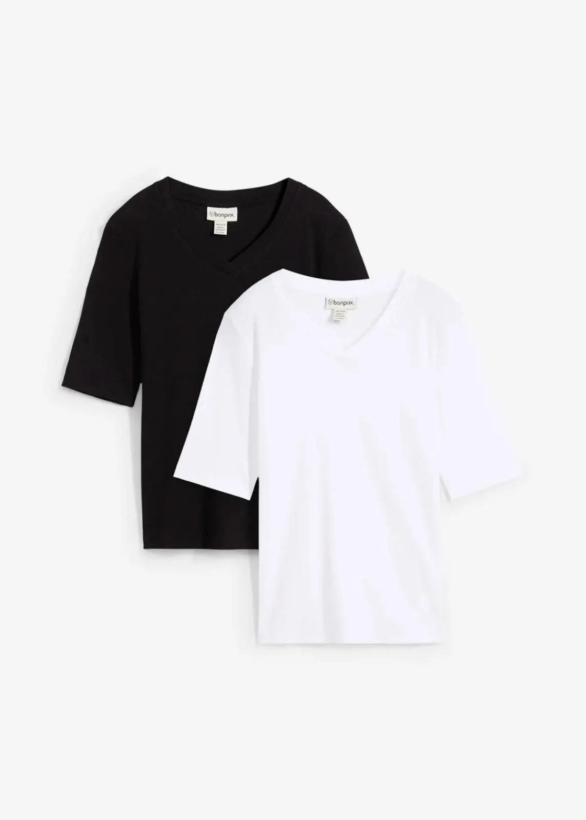 bonprix Bekleidung·Röcke|Basics^Rippshirt (2er-Pack) schwarz/weiß