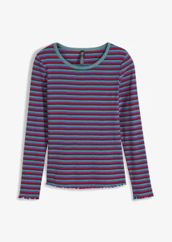 bonprix Shirts & Tops^Rippshirt gestreift aus Bio-Baumwolle petrol/mineralblau/lilablau/tomatenrot gestreift