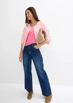 bonprix Bekleidung·Röcke|Basics^Rippshirt mit reiner Bio-Baumwolle (2er Pack) schwarz/flamingopink