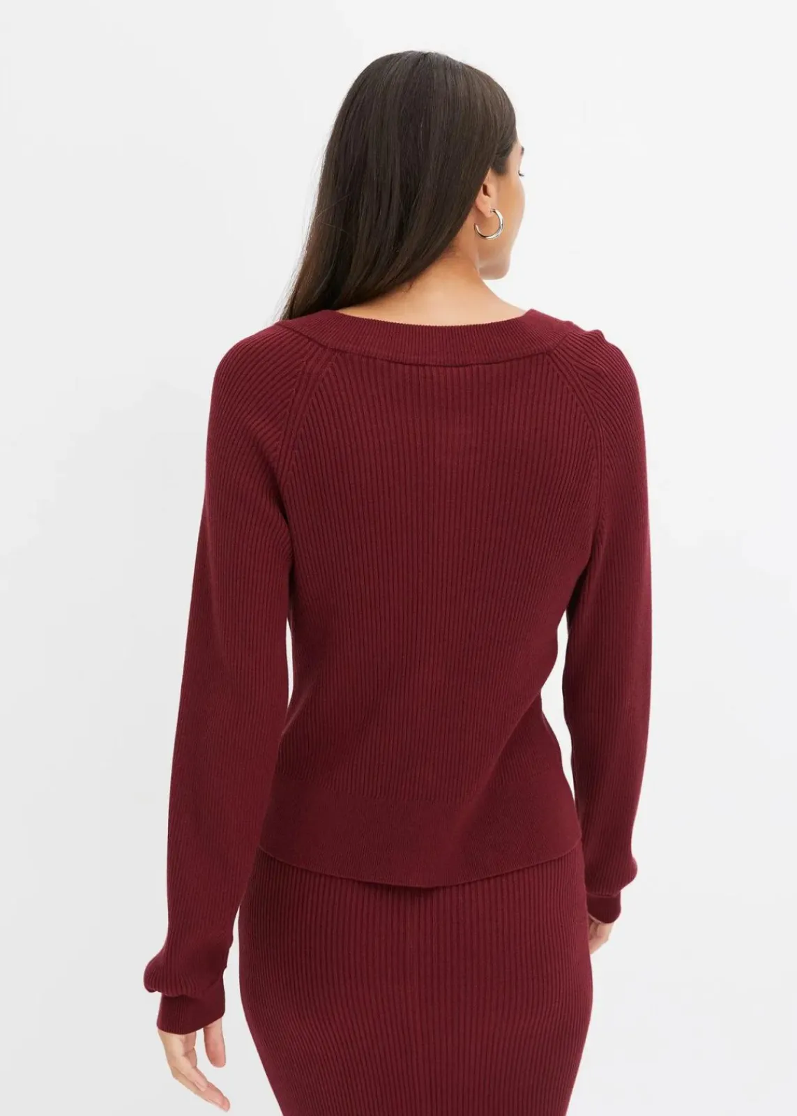 bonprix Bekleidung·Umstandsmode|Bekleidung·Jeans^Ripp-Strickjacke in Viskose-Mix rubinrot