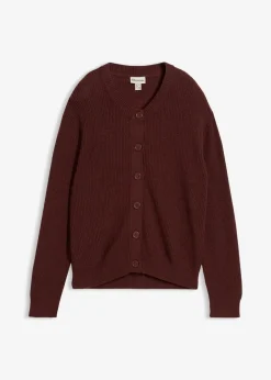 bonprix Bekleidung·Umstandsmode|Bekleidung·Röcke^Rippstrickjacke, Rundhals kaffeebraun