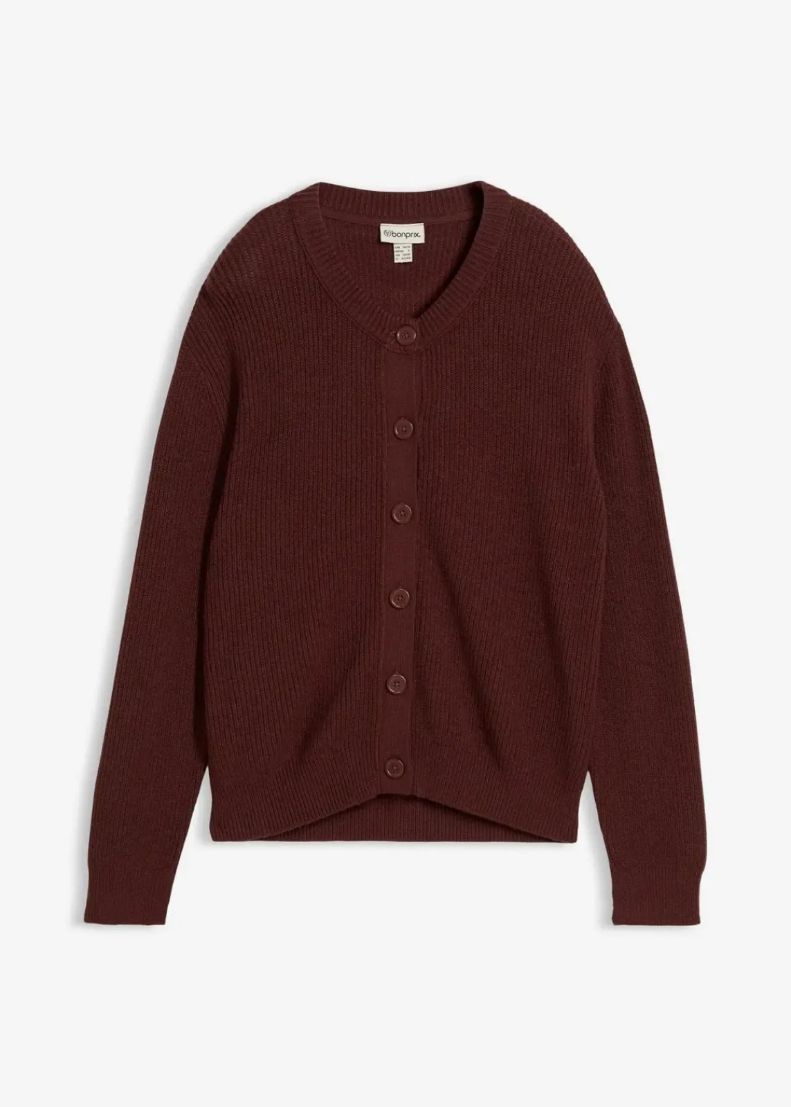 bonprix Bekleidung·Umstandsmode|Bekleidung·Röcke^Rippstrickjacke, Rundhals kaffeebraun