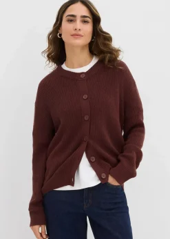 bonprix Bekleidung·Umstandsmode|Bekleidung·Röcke^Rippstrickjacke, Rundhals kaffeebraun