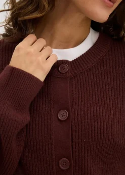 bonprix Bekleidung·Umstandsmode|Bekleidung·Röcke^Rippstrickjacke, Rundhals kaffeebraun