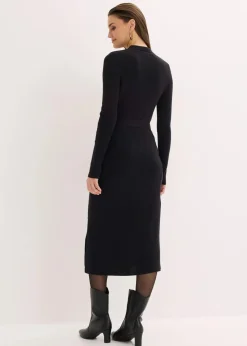 bonprix Bekleidung·Umstandsmode|Strickmode^Ripp-Strickkleid aus Viskose-Mix schwarz