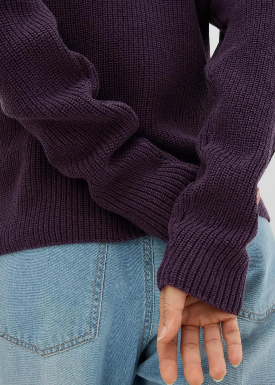 bonprix Bekleidung·Umstandsmode|Strickmode^Rippstrickpullover aus reiner Bio-Baumwolle pflaume
