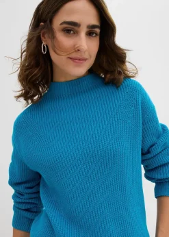 bonprix Bekleidung·Umstandsmode|Strickmode^Rippstrickpullover aus reiner Bio-Baumwolle atlantiktürkis