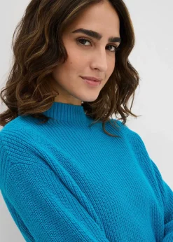 bonprix Bekleidung·Umstandsmode|Strickmode^Rippstrickpullover aus reiner Bio-Baumwolle atlantiktürkis