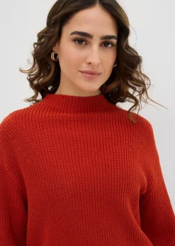 bonprix Bekleidung·Umstandsmode|Strickmode^Rippstrickpullover aus reiner Bio-Baumwolle lavaorange